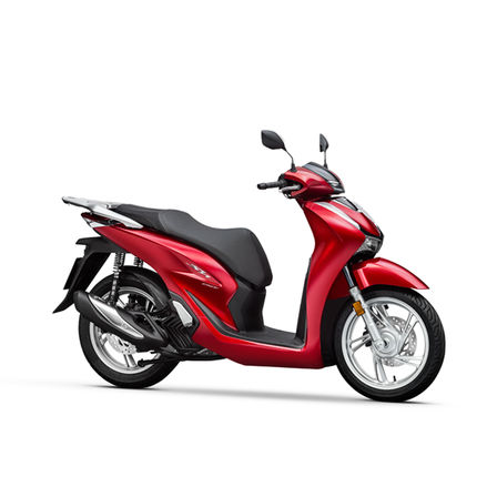 Honda SH150i, přední poloprofil, model Pearl Splendor Red